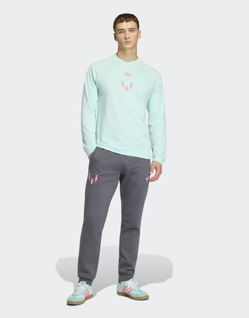 adidas performance - Messi - T-shirt a maniche lunghe color acqua semi flash