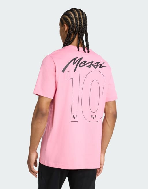 adidas performance - Messi - T-shirt met grafische print in 'easy' roze, 3 van 4