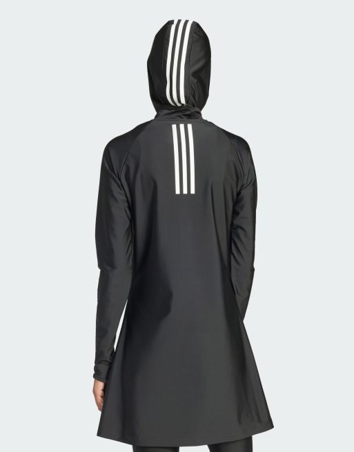 adidas Performance – Modest – Czarny top kąpielowy z długim rękawem, 3 z 4