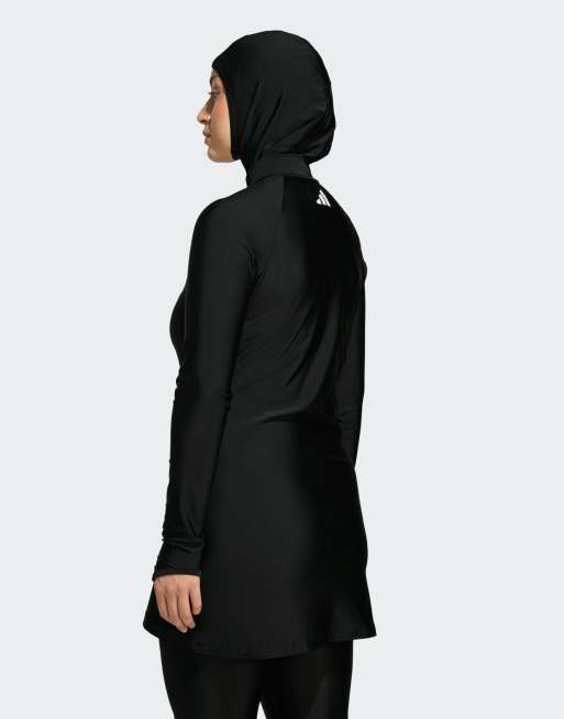 adidas Performance – Modest – Czarny top kąpielowy z długim rękawem, 2 z 4