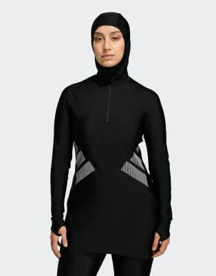 adidas Performance - Modest - Langärmeliges Badeoberteil in Schwarz