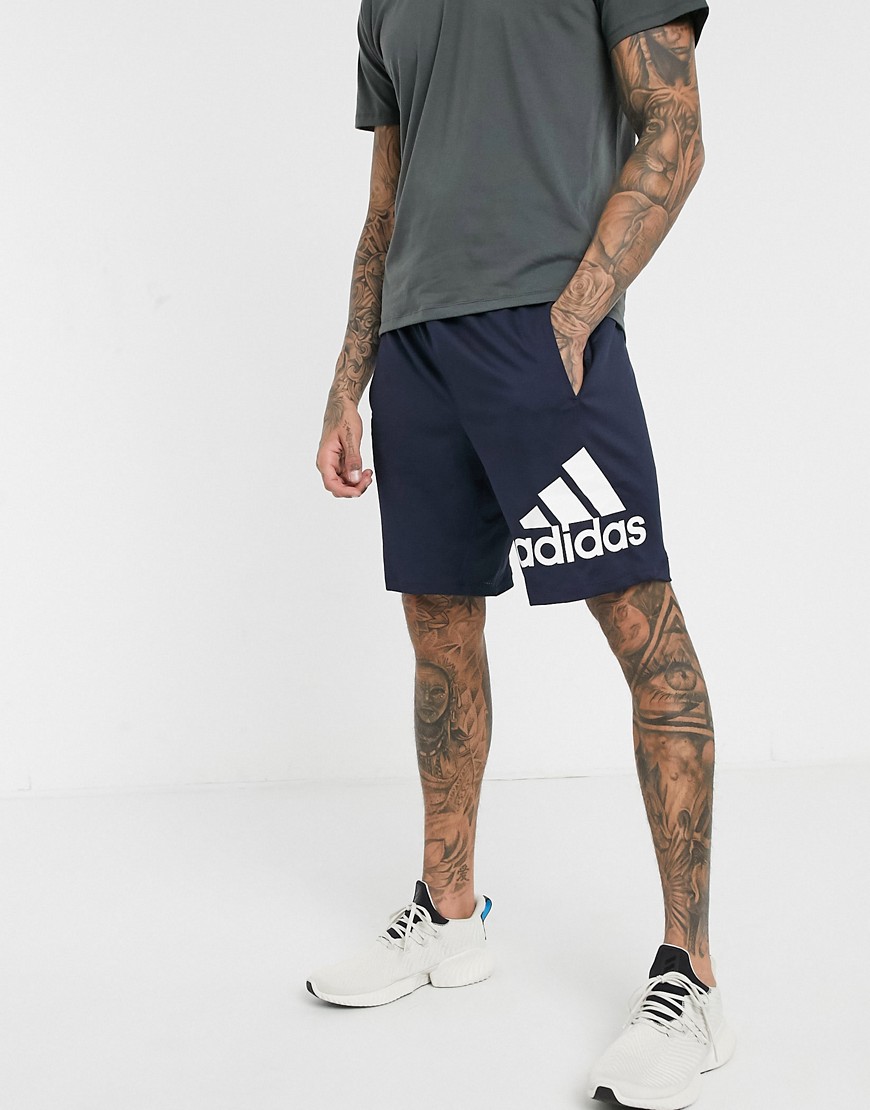 Adidas performance – Mörkblå shorts med logga-Marinblå