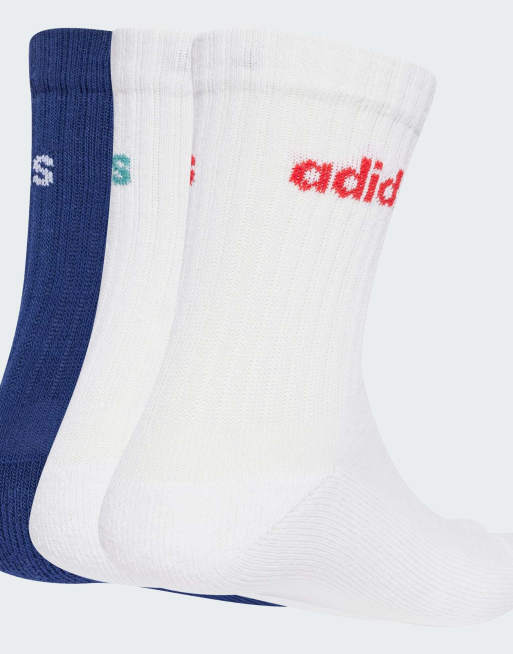adidas Performance – Mörkblå/vita sportstrumpor med linjär logga, 3 par, 2 av 3
