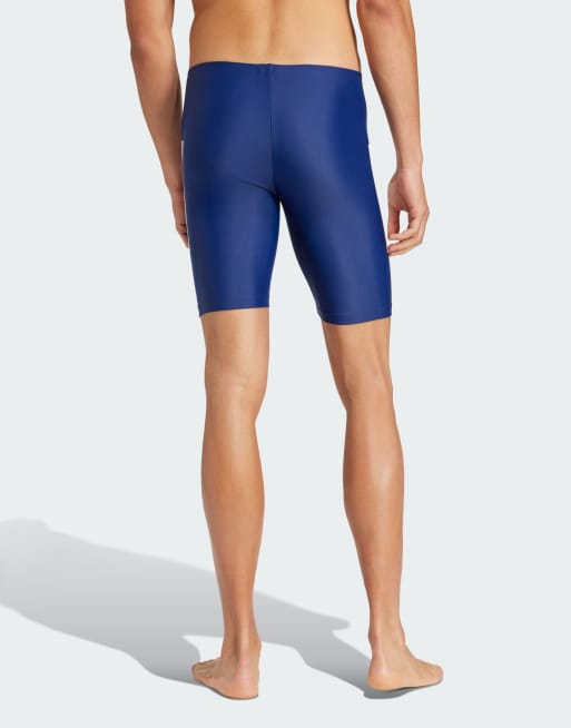 adidas Performance - Mørkeblå 8-tommers-badeshorts med 3 hvide striber, 2 af 4