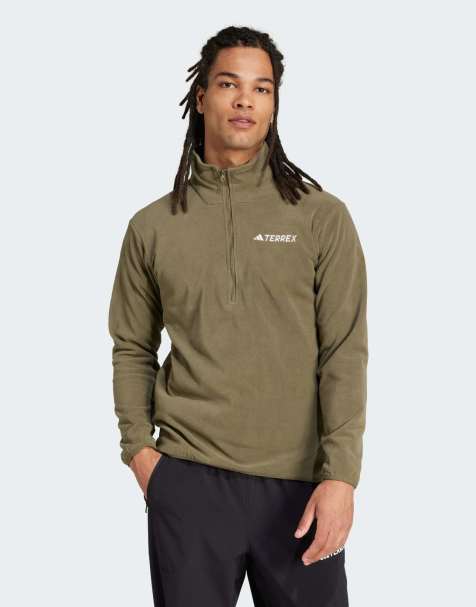 adidas performance Multi essentials 1/2 zip fleece jacket in olive strata - view 1