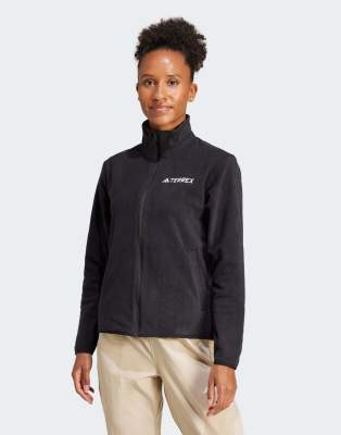 adidas Performance - Multi Essentials - Fleece-Jacke in Schwarz mit durchgehendem Reißverschluss
