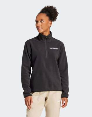 adidas Performance - Multi Essentials - Fleece-Jacke in Schwarz mit kurzem Reißverschluss