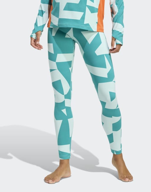adidas performance Multi synthetic base layer tights in semi flash aqua / semi impact