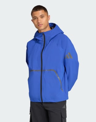 adidas performance Myshelter climaproof rain jacket in semi lucid blue