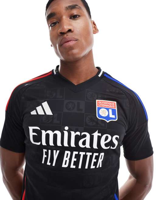 adidas Performance Olympique Lyonnais 24 25 Away jersey in black ASOS