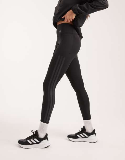 adidas Performance – Optime – 7/8-Sportleggings in Schwarz mit den 3 Streifen - view 1