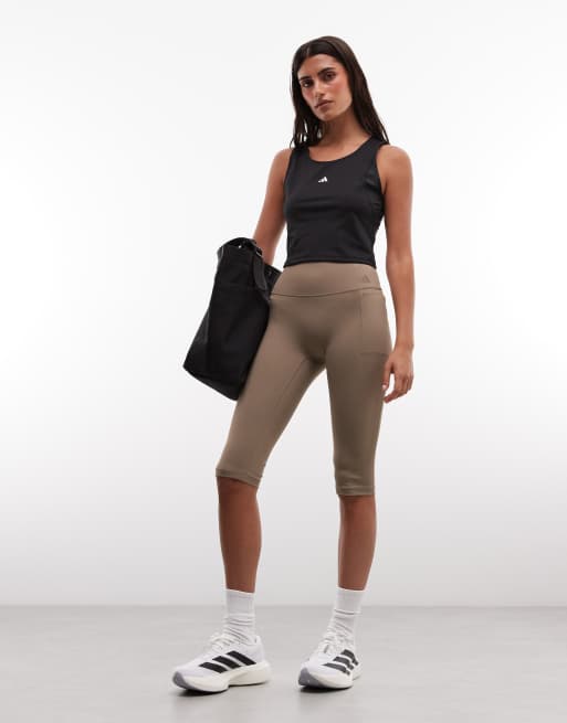 adidas Performance Optime capri leggings in khaki, 2 of 5