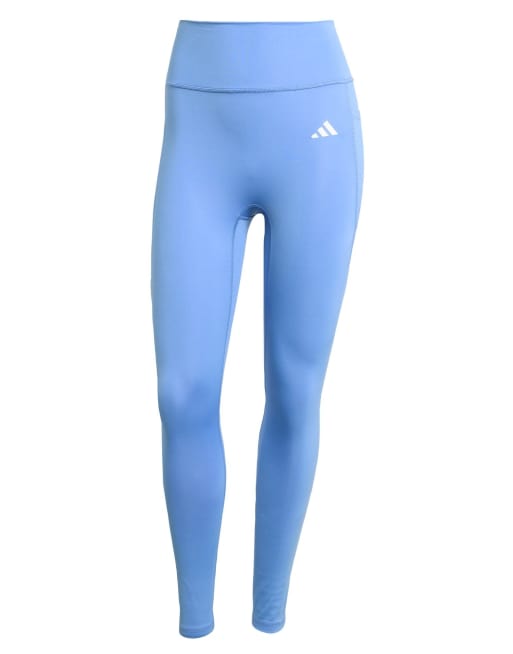 adidas Performance – Optime Essentials – Blå leggings utan hög söm framtill med 7/8-långa ben, 5 av 5