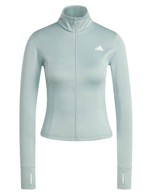 adidas performance - Optime Essentials - Giacca con zip color salvia wonder