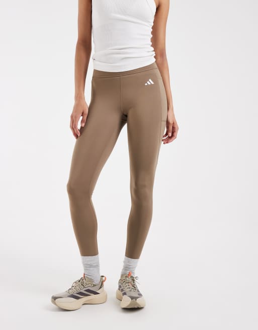 adidas Performance – Optimé Essentials – Lang geschnittene Leggings in Khaki Six mit Einschubtasche, 2 von 5