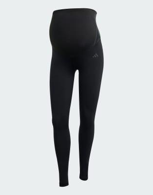 adidas Performance - Optime Essentials - Lange Umstandsleggings in Schwarz/Karbon