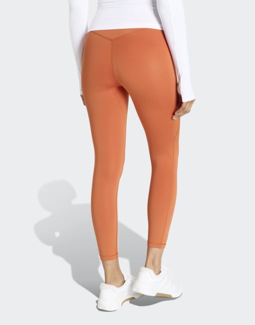adidas performance - Optimé Essentials - Leggings a 7/8 senza cuciture anteriori arancione, 4 di 5