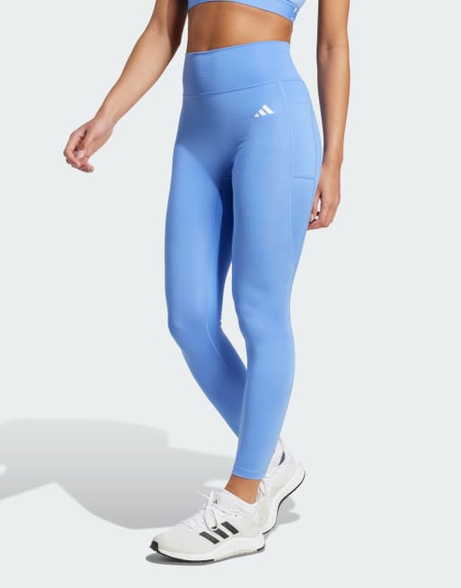 adidas Performance - Optime Essentials - Leggings a 7/8 senza cuciture anteriori color blu fusion