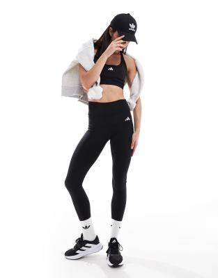 Adidas Originals Adidas Performance Optime Essentials Stash Pocket Full Length Leggings In Black