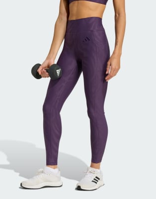 adidas Performance - Optimé - Gemusterte Leggings in voller Länge in Aurora Plum-Lila