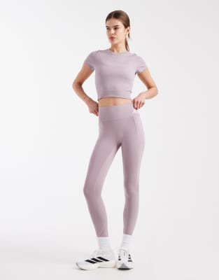 adidas Performance - Optime - Lang geschnittene Sportleggings in Preloved Fig-Lila