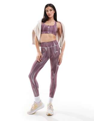 adidas Performance - Optime - Lange Leggings mit lila Muster-Grau