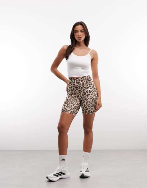 adidas Performance Optime legging shorts in leopard print, 3 of 5
