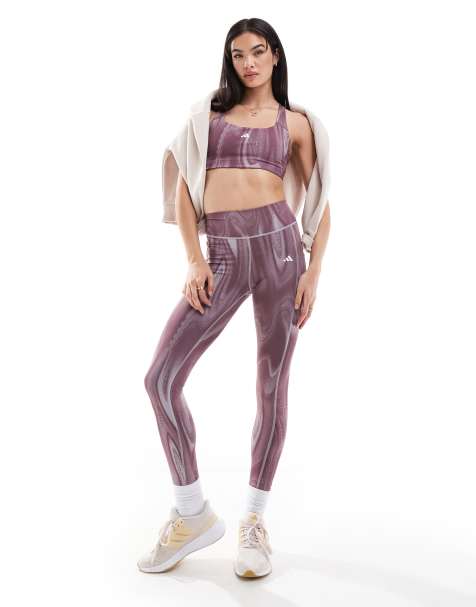 adidas Performance - Optime - Lilla leggings i fuld længde med print - view 1