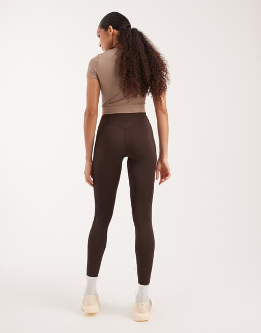 adidas Performance – Optime – Pełnej długości kawowe legginsy sportowe, 2 z 5