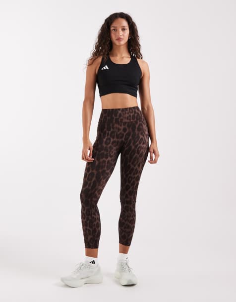 adidas Performance – Optime Power – 7/8-Leggings in Schwarz mit Leopardenmuster - view 1