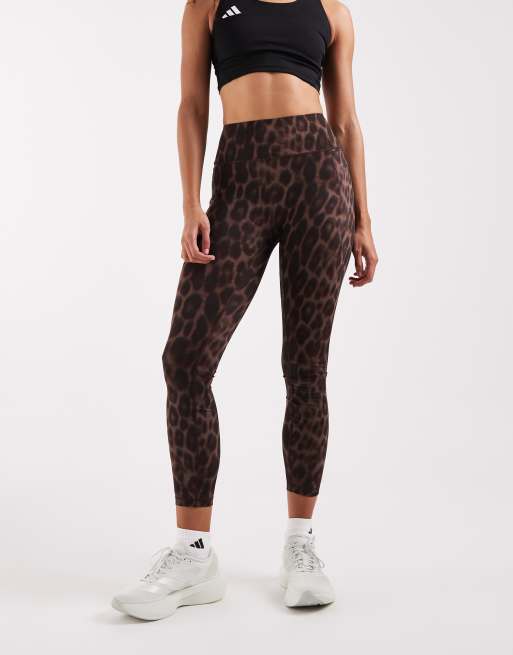 adidas Performance – Optime Power – 7/8-Leggings in Schwarz mit Leopardenmuster, 2 von 5