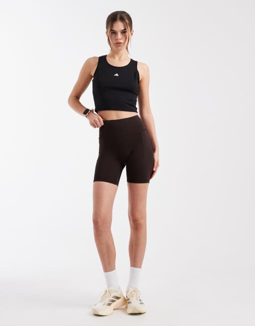 adidas Performance – Optime Power – Krótkie legginsy w kolorze kawowym, 3 z 5