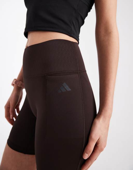 adidas Performance – Optime Power – Krótkie legginsy w kolorze kawowym, 4 z 5