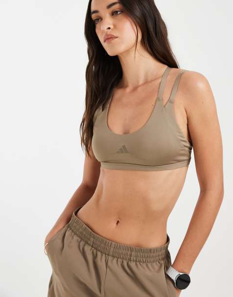 adidas Performance – Optime – Sport-BH in Khaki Six mit Riemchenträgern und leichter Stützfunktion - view 1