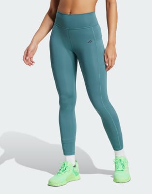 adidas Performance - Optime Stash - 7/8-Leggings in Preloved Teal-Blau