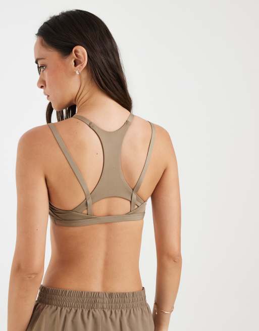 adidas Performance - Optime - Workout - Bh met lichte ondersteuning en bandjes in kaki, 4 van 4