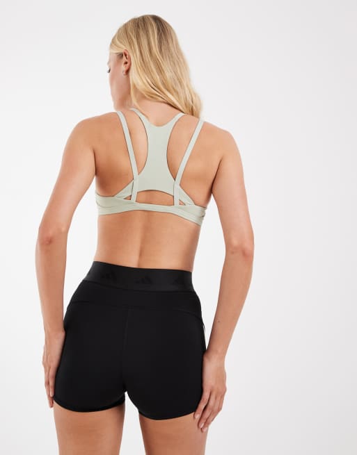 adidas performance Optime Workout-BH mit Trägern und leichter Unterstützung in Halo Green, 4 von 4