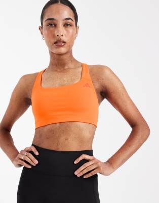 adidas performance Optime workout medium support bra in orange