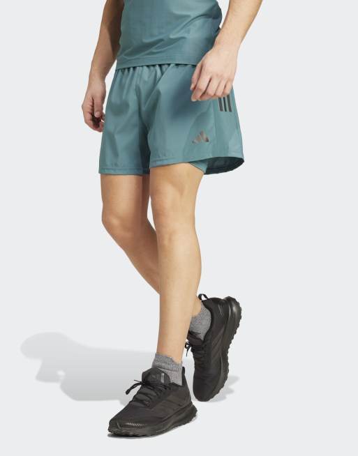 adidas performance Own the run climacool 2-in-1 shorts in preloved teal