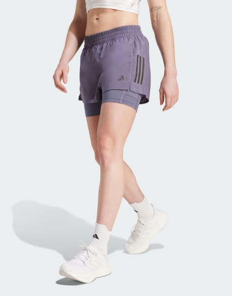 adidas performance Own the run climacool 2-in-1 shorts in preloved violet