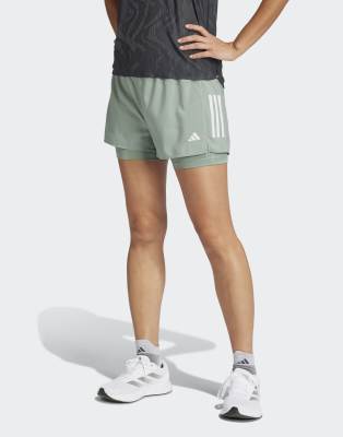 adidas Performance - Own The Run Climacool - 2-in-1-Shorts in Silbergrün