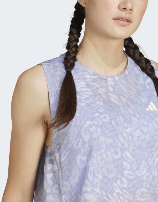 adidas performance - Own the Run Climacool - Débardeur à 3 bandes - Gris et violet, 3 de 4