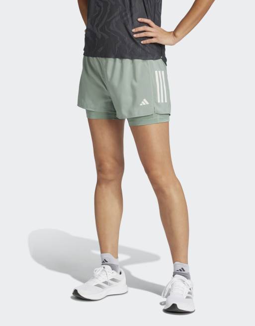adidas Performance - Own The Run Climacool - Pantaloncini verde argento 2 in 1