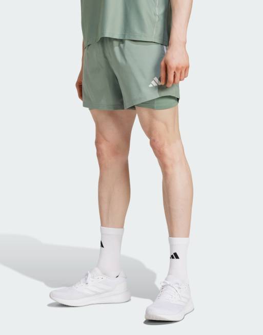 adidas Performance - Own The Run Climacool - Short 2-en-1 - Vert argenté