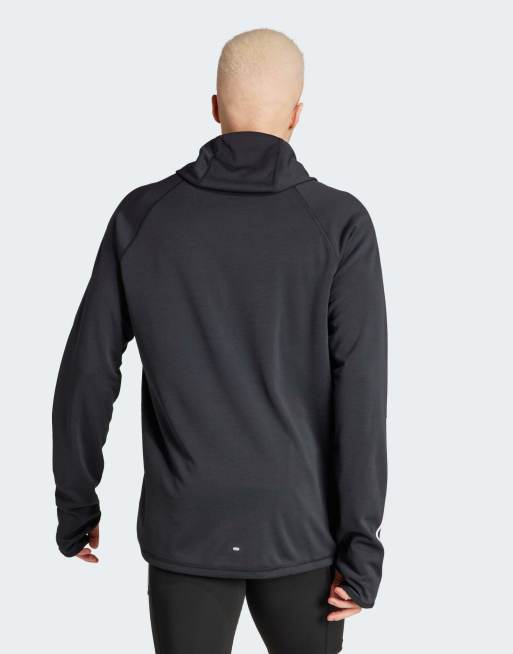 adidas Performance – Own The Run – Czarna bluza z kapturem z 3 paskami, 2 z 4