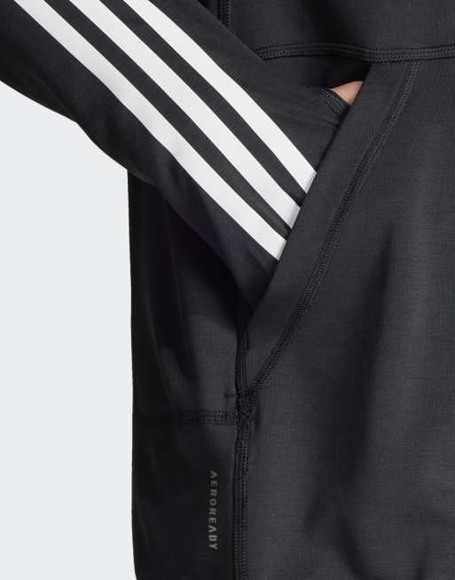 adidas Performance – Own The Run – Czarna bluza z kapturem z 3 paskami, 3 z 4