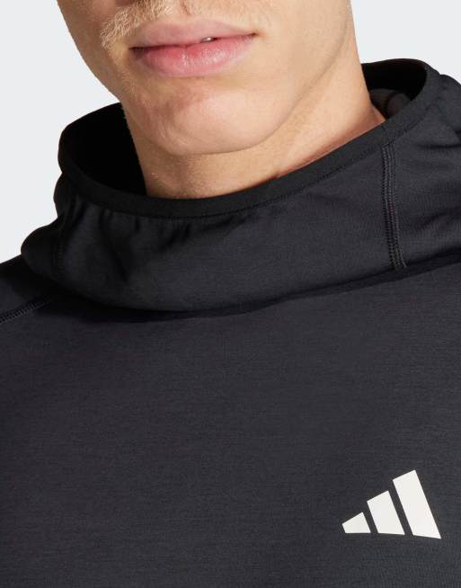 adidas Performance – Own The Run – Czarna bluza z kapturem z 3 paskami, 4 z 4