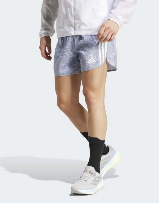 adidas performance – Own The Run – Grå och ljuslila shorts med tre ränder, 5 av 5