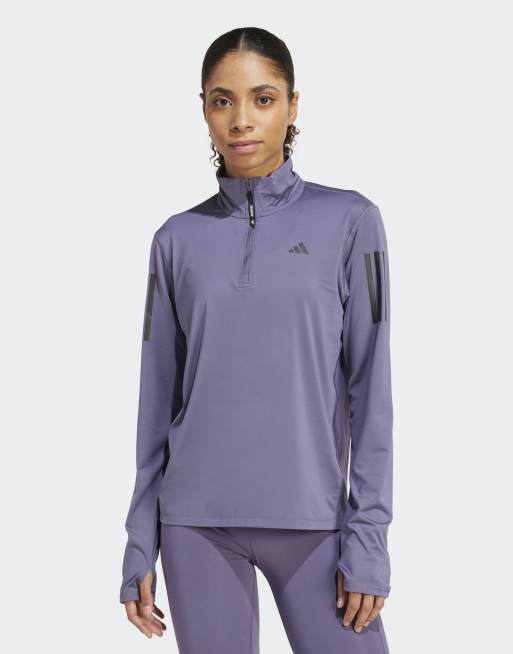 adidas Performance – Own the Run – Jacke in Preloved Violet mit kurzem Reißverschluss