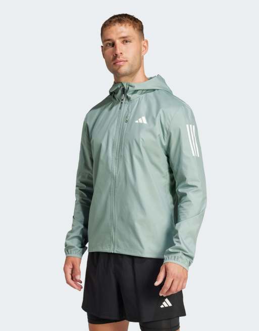 adidas performance Own the run jacket in silver green